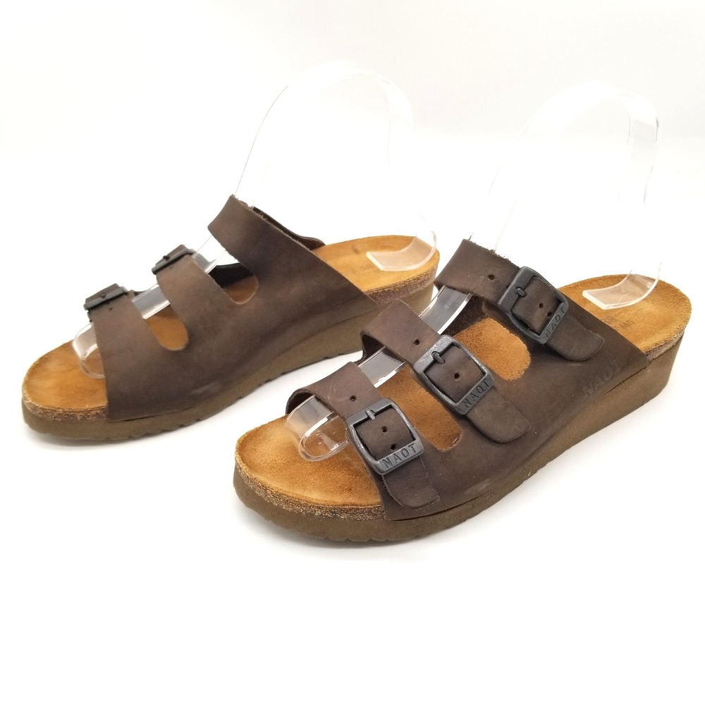 Naot Women Mikael Slide Strappy Sandals‎ Sz W 7 Narrow Strappy Flat Comfort
